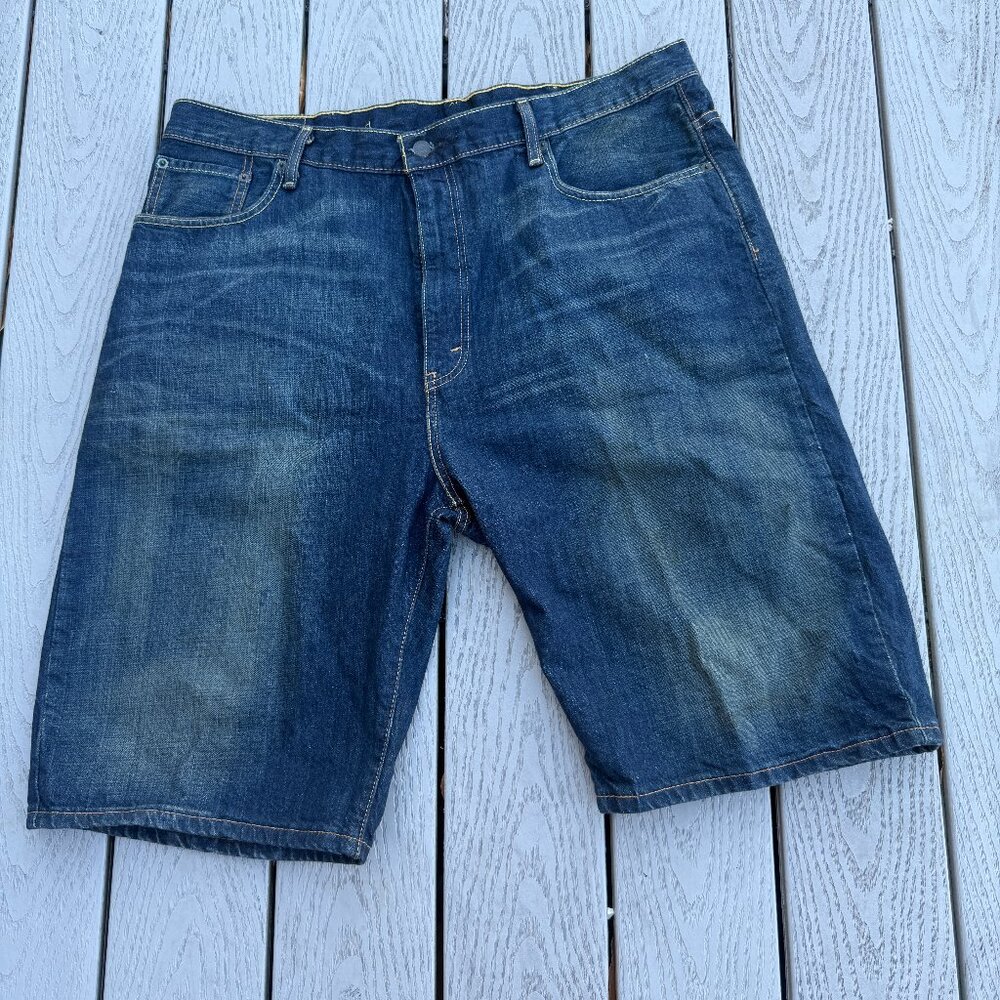Levis 569 Shorts Mens 40 Blue Loose Straight Denim Dark Wash 12" Inseam